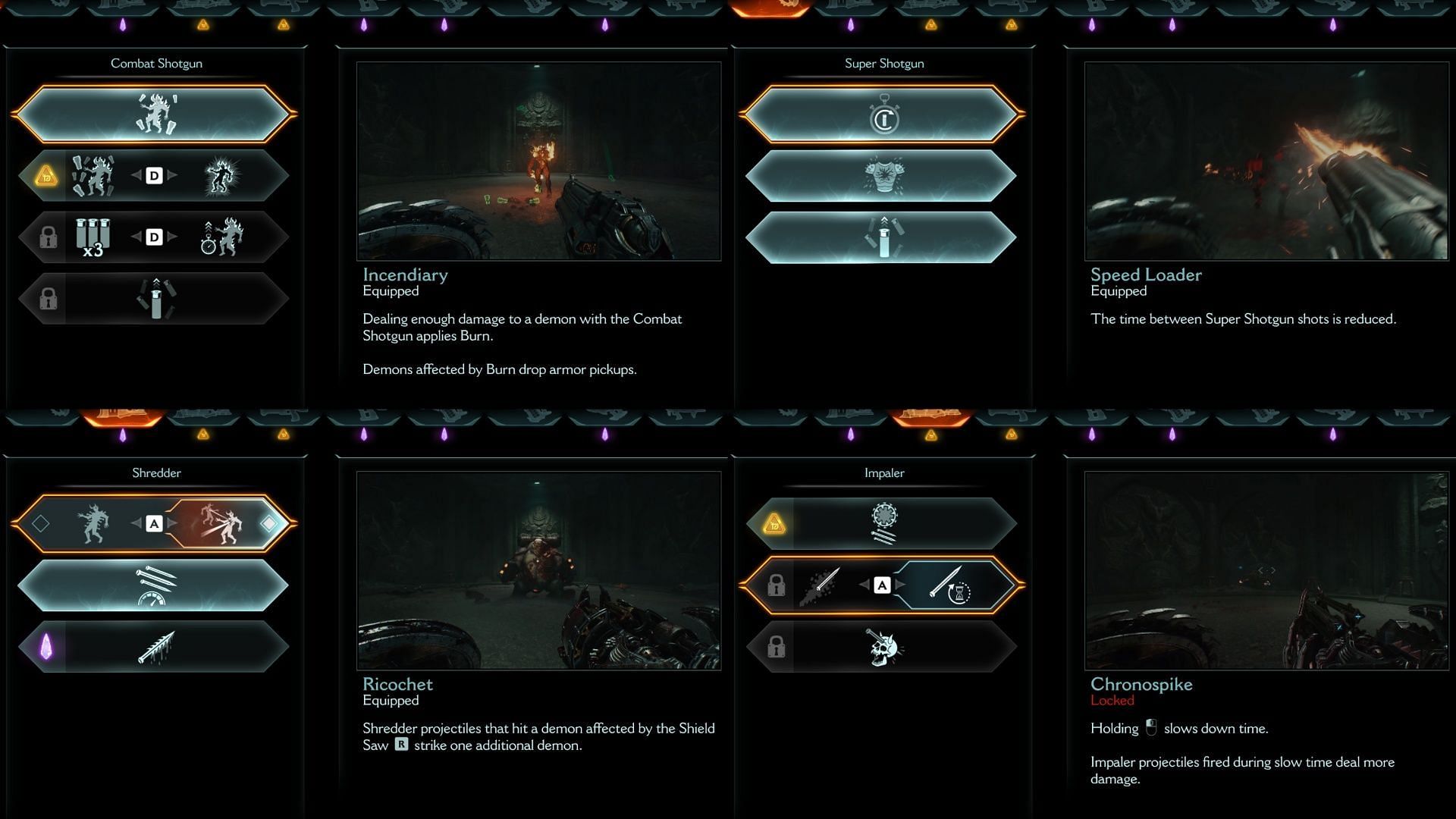 A few priority weapon upgrades in Doom The Dark Ages (Image via Sportskeeda Gaming || Bethesda Softworks)